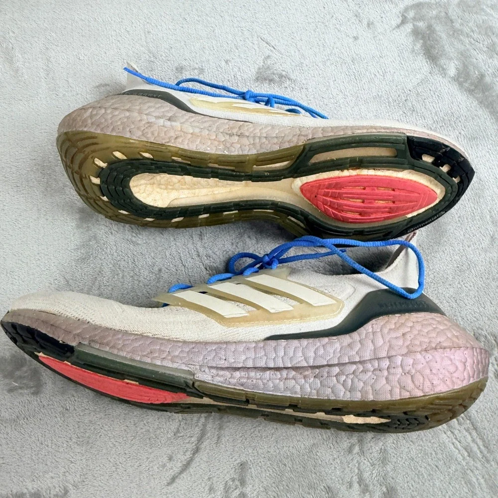 Adidas Ultraboost 21 Mens Running Shoes White Blue FY0383 Size 11.5‎